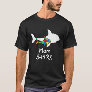 Mum Shark Puzzle Piece Cool Autism Awareness Gift T-Shirt
