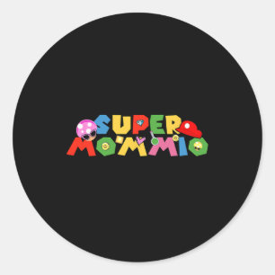 Mum Shirt Super Gamer Mommio Funny Gift For Mother Classic Round Sticker