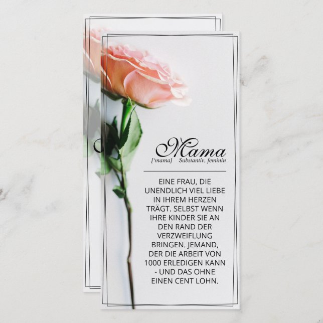 Mum – Simply Irreplaceable | Classic Card - Rose (Front/Back)