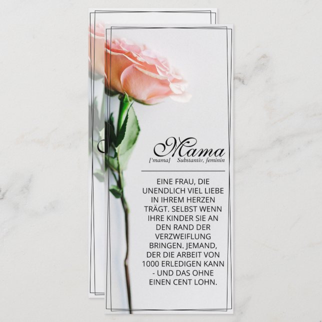 Mum – Simply Irreplaceable | Classic Card - Rose (Front/Back)