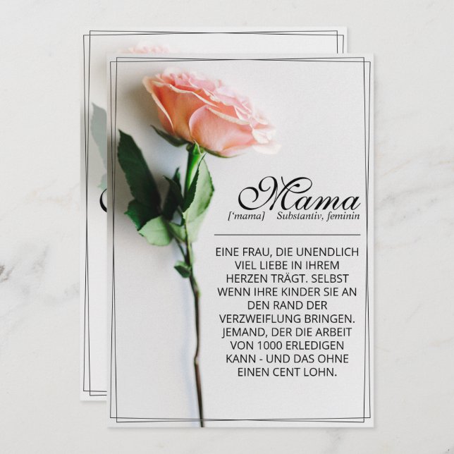 Mum – Simply Irreplaceable | Classic Card - Rose (Front/Back)