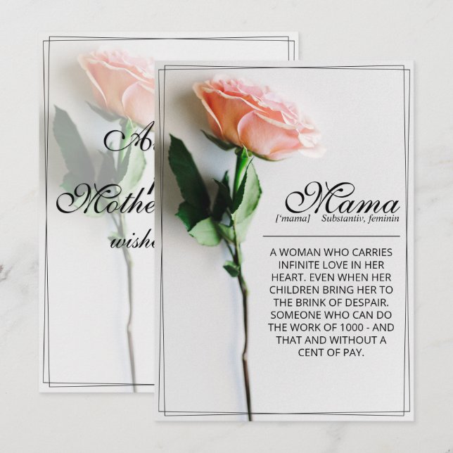 Mum – Simply Irreplaceable | Classic Card - Rose M (Front/Back)