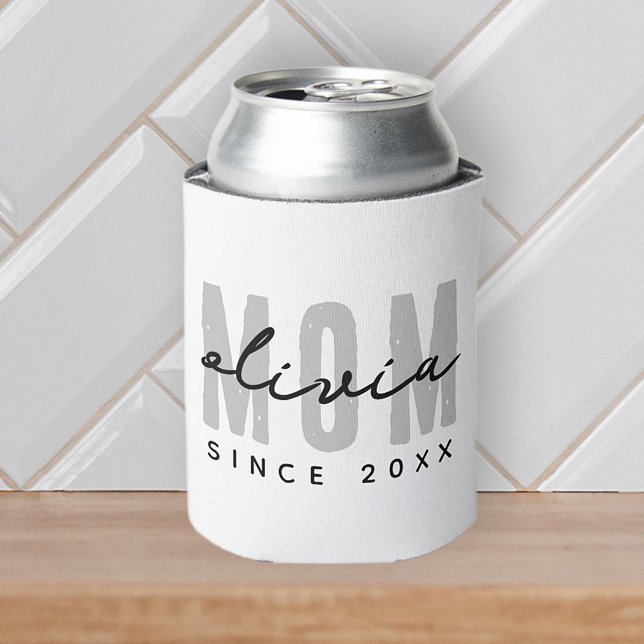 Mum Since 20XX Modern Simple Preppy Can Cooler (Creator Uploaded)