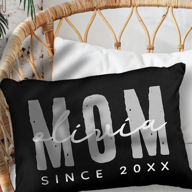 Mum Since 20XX Modern Simple Preppy Decorative Cushion (Creator Uploaded)