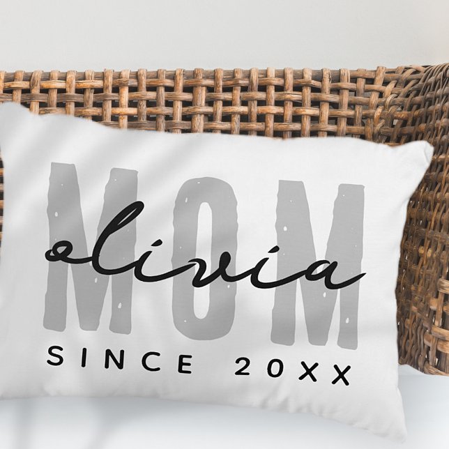 Mum Since 20XX Modern Simple Preppy Decorative Cushion (Creator Uploaded)