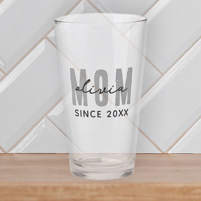 Mum Since 20XX Modern Simple Preppy Glass (Creator Uploaded)