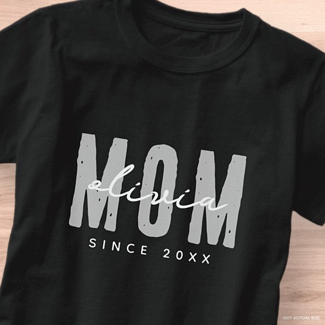 Mum Since 20XX Modern Simple Preppy T-Shirt (Creator Uploaded)