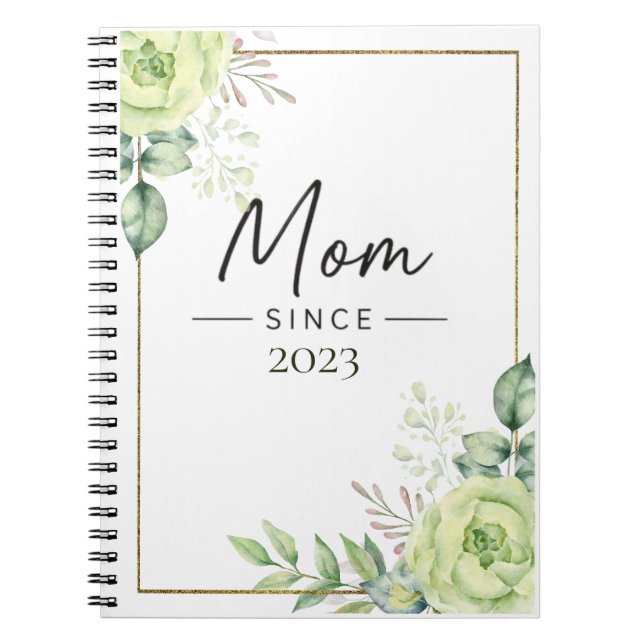 Mum Since Personalised Year Floral Handwritten  Notebook (Front)