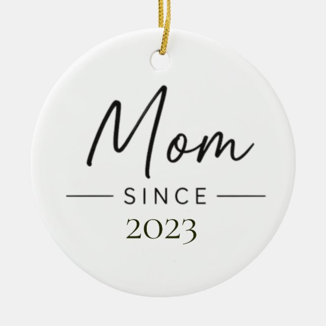 Mum Since Personalised Year Handwritten Minimal Ceramic Tree Decoration (Front)