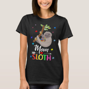 Mum Sloth Autism Awareness  Love Support Womens T-Shirt