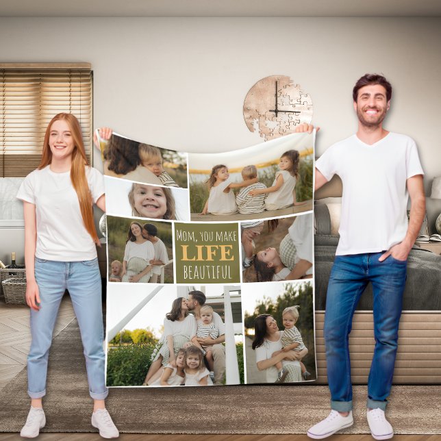 Mum Soft Cosy Photo Sleeping Fleece Blanket (Mom Soft Cozy Photo Sleeping Fleece Blanket Personalized)