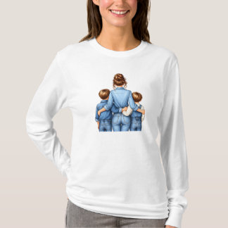 Mum & Sons Forever – Mother Embracing Her Boys T-Shirt