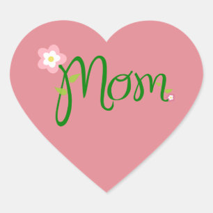 Mum Strawberry Pink Heart Sticker