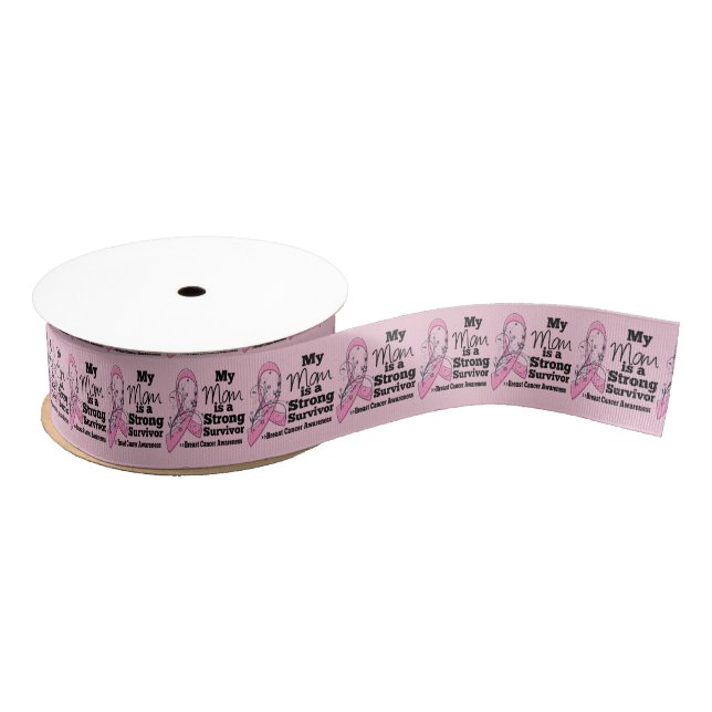 Mum Strong Survivor Breast Cancer Grosgrain Ribbon (Spool)