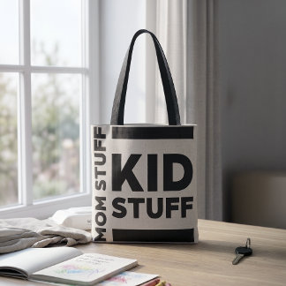 "Mum Stuff | Kid Stuff" Funny Minimalist Tote Bag