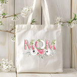 Mum Stylish Modern Floral Botanical Flowers Tote Bag<br><div class="desc">Mum Stylish Trendy Modern Typography Floral Botanical Flowers Large Tote Bags features the text "Mum" in pink and green floral modern typography script accented with flowers. Perfect for mum for Mother's Day,  birthday,  Christmas and more. Designed by ©Evco Studio www.zazzle.com/store/evcostudio</div>