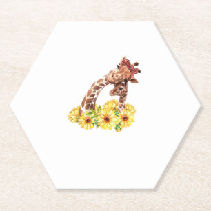 Mum Sunflower Gift Safari Africa Animal Kids Baby Paper Coaster