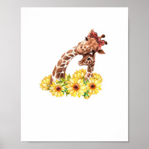 Mum Sunflower Gift Safari Africa Animal Kids Baby Poster
