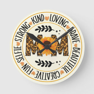 Mum Sunflower Round Clock
