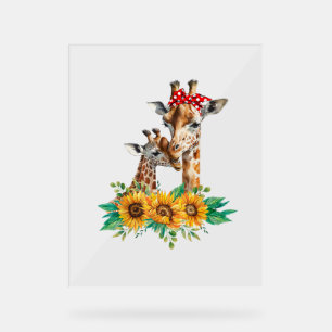 Mum Sunflower Safari Africa Animals Kids Cute Baby Acrylic Sign