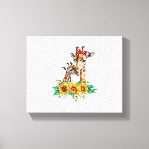 Mum Sunflower Safari Africa Animals Kids Cute Baby Canvas Print