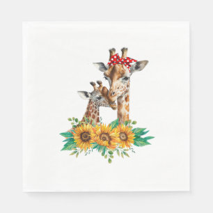 Mum Sunflower Safari Africa Animals Kids Cute Baby Napkin