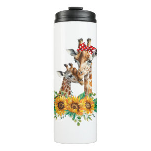 Mum Sunflower Safari Africa Animals Kids Cute Baby Thermal Tumbler