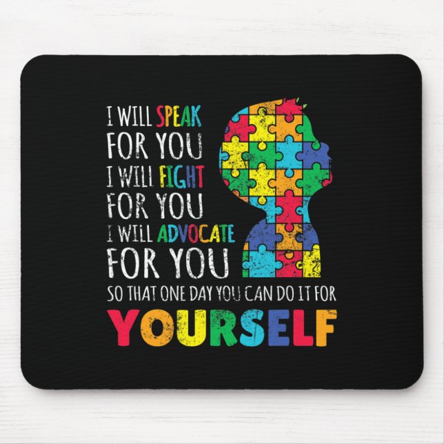 Mum Support Autism Awareness Autistic Boy Son Puzz Mouse Mat (Front)