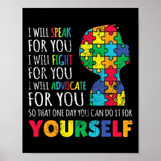 Mum Support Autism Awareness Autistic Boy Son Puzz Poster (Front)
