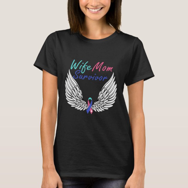 Mum Survivor Thyroid Cancer Awareness Costume  T-Shirt (Front)