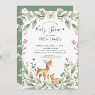 Mum & Sweet Baby Deer Neutral Baby Shower Invitation