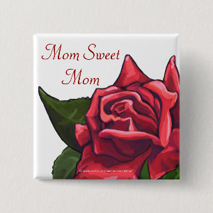 Mum Sweet Mum Red Rose 15 Cm Square Badge