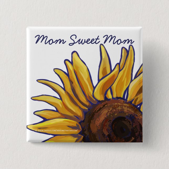 Mum Sweet Mum Sunflower Art 15 Cm Square Badge (Front)