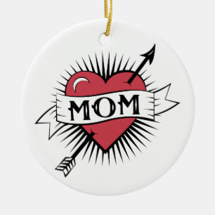 Mum Tattoo Ceramic Tree Decoration