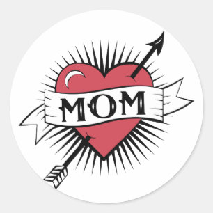 Mum Tattoo Classic Round Sticker