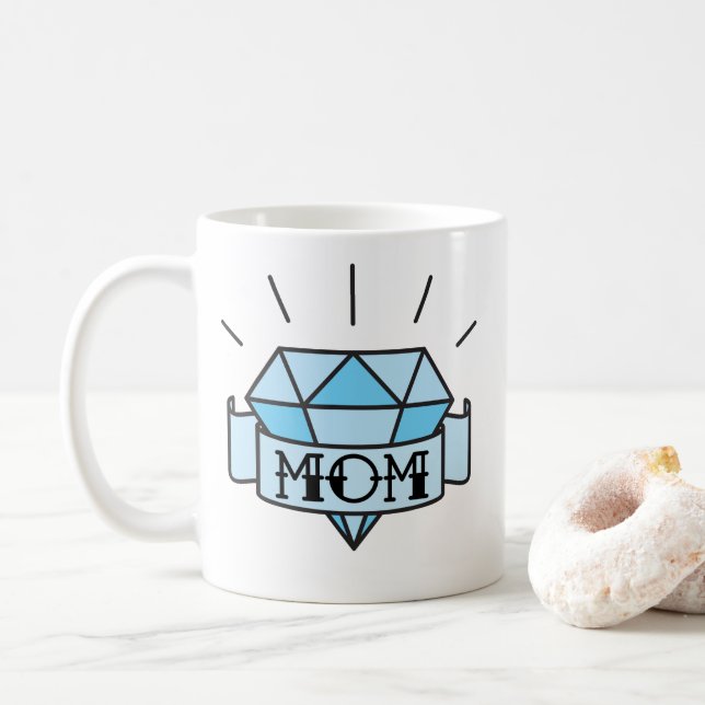 Mum Tattoo Style Diamond Coffee Mug (With Donut)