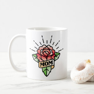 Mum Tattoo Style Rose Coffee Mug