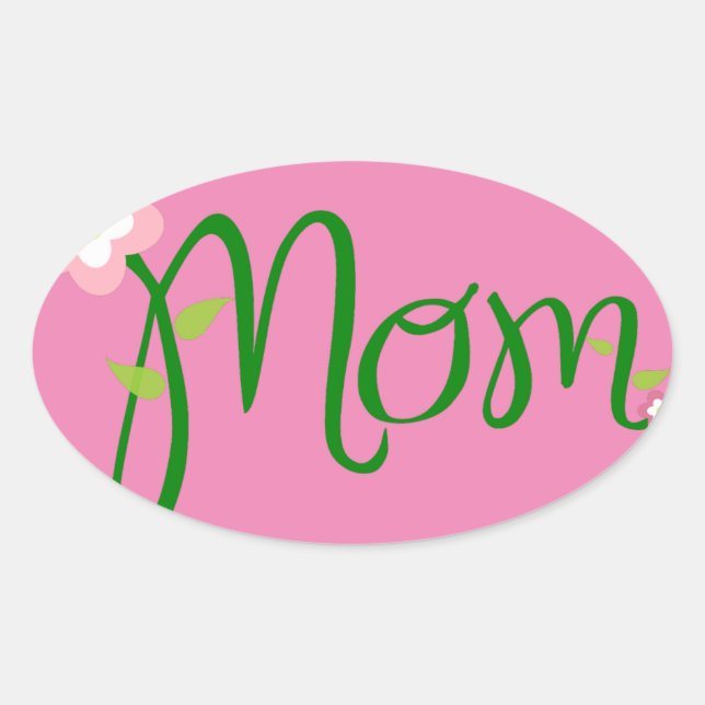 mum-text-flower-font-mother oval sticker (Front)