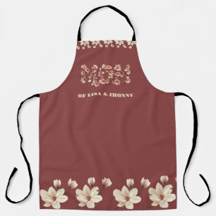 Mum Text with blossoms and Kid Names Apron
