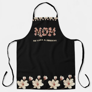  Mum Text with blossoms and Kid Names Apron