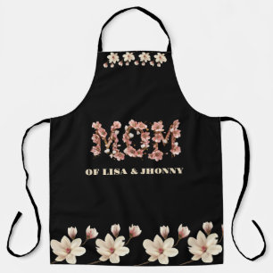  Mum Text with blossoms and Kid Names Apron