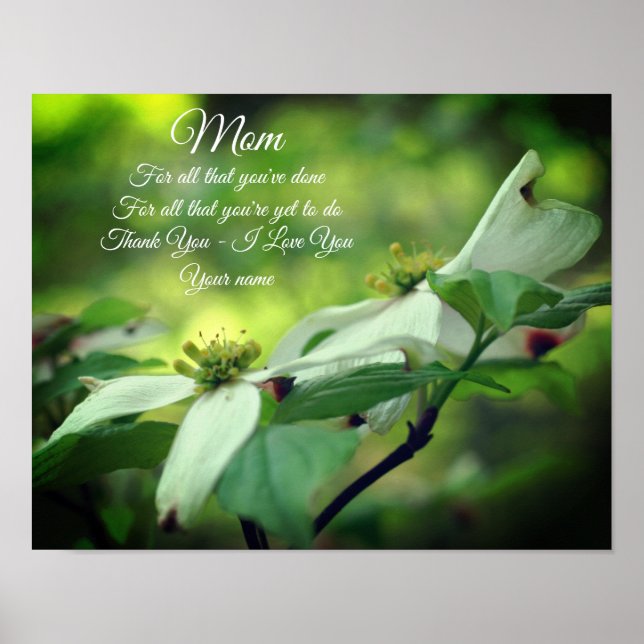Mum Thank You Love Dogwood Floral Personalised Poster (Front)