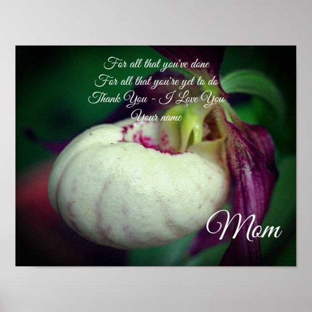 Mum Thank You Love Lady Slipper Personalised Poster (Front)