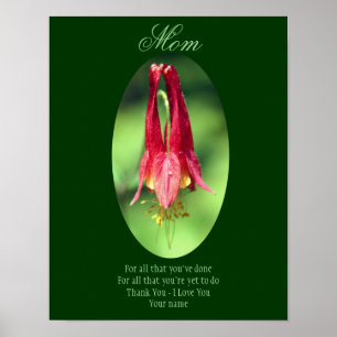 Mum Thank You Love You Columbine Personalised Poster