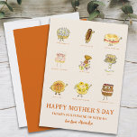 Mum Thanks For Funny Mothers Day Saying Holiday Card<br><div class="desc">‘Mum thanks for pudding up with me’ This Mother’s Day thank your Mum with this fun orange design with cute hand drawn watercolor cartoon illustrations cakes and puddings. Personalise by adding names using the easy to custom template. The perfect Mother’s Day gift greetings card with adorable desserts, cakes, pies and...</div>