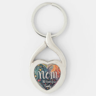 Mum: The Heart of Our Family Metal Keychain