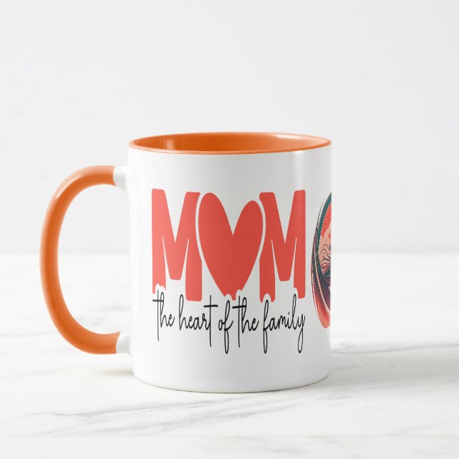Mum The Heart of The Family, Gift For Mum Mug (Left)