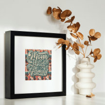 Mum the Heart of the Family Tropical Pattern