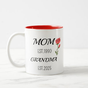 Mum Then Grandma Typography Family Design Two-Tone Coffee Mug