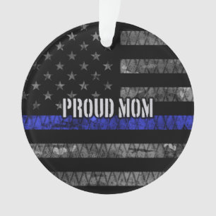 Mum Thin Blue Line Distressed Flag Ornament